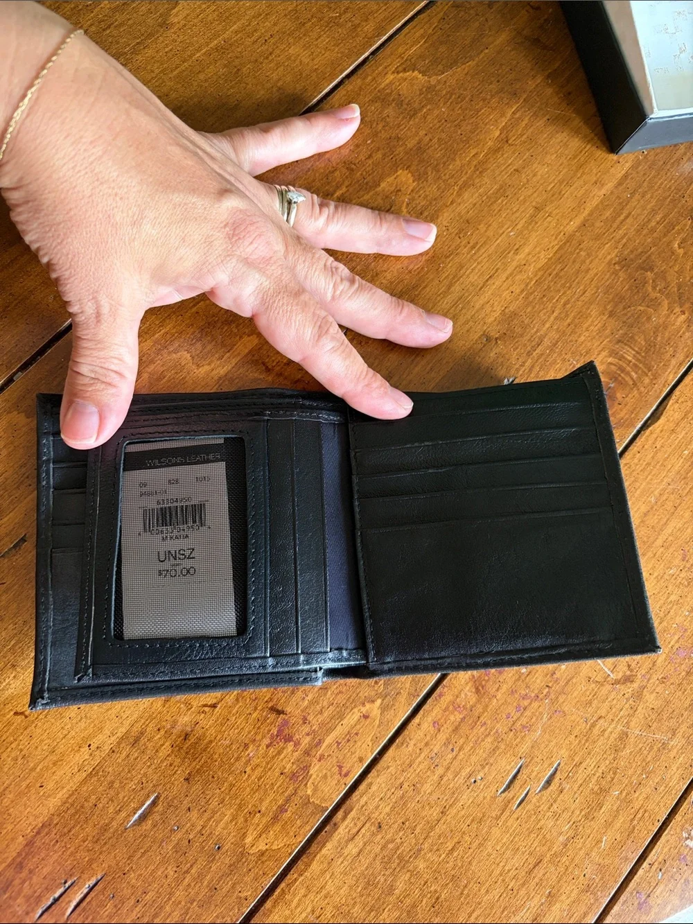 NWT $70 Leather wallet Wilson’s Leather Black in original packaging NEW